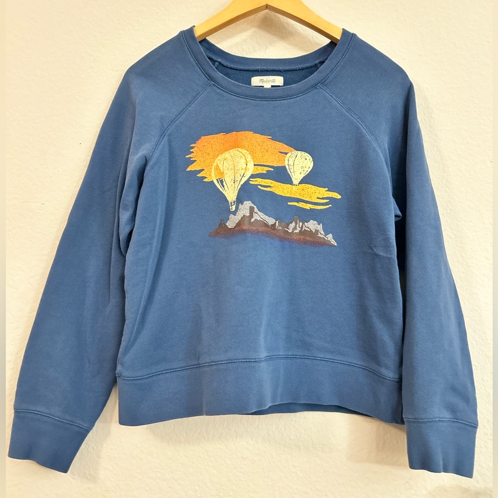 Madewell Blue Sweater with Hot Air Balloon Design